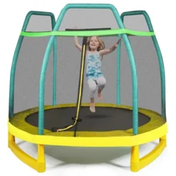 Costway 7 FT Kids Trampoline W/Safety Enclosure Net Spring Pad Indoor Outdoor Heavy Duty YellowBlue -LITTLE TIKES Shop GUEST ff497cdc c773 4b1c 8df3 7ca3696856d1